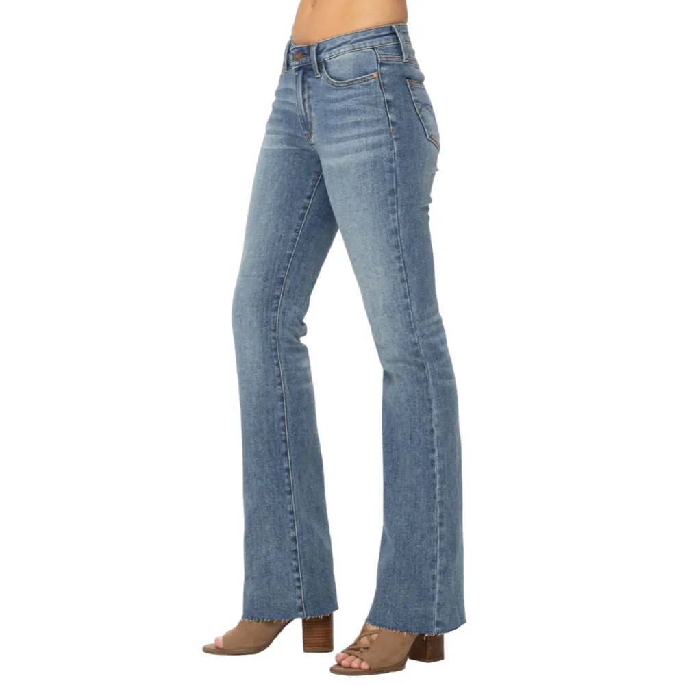 Judy Mid Rise Tuck Bootcut Jeans