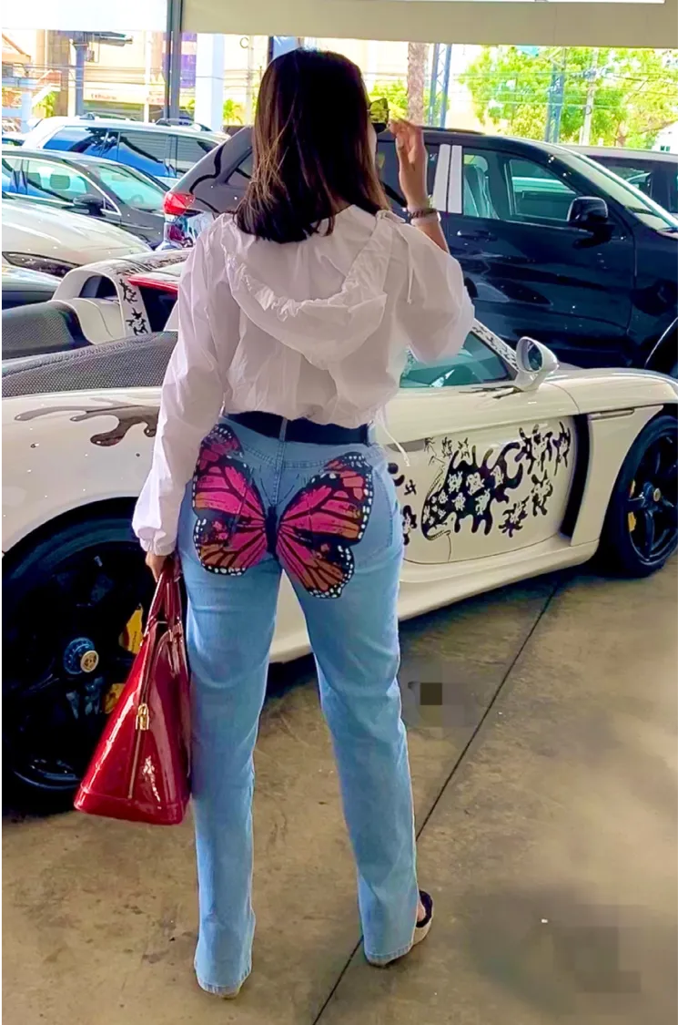 Kiss My Back Butterfly Booty Denim Pants