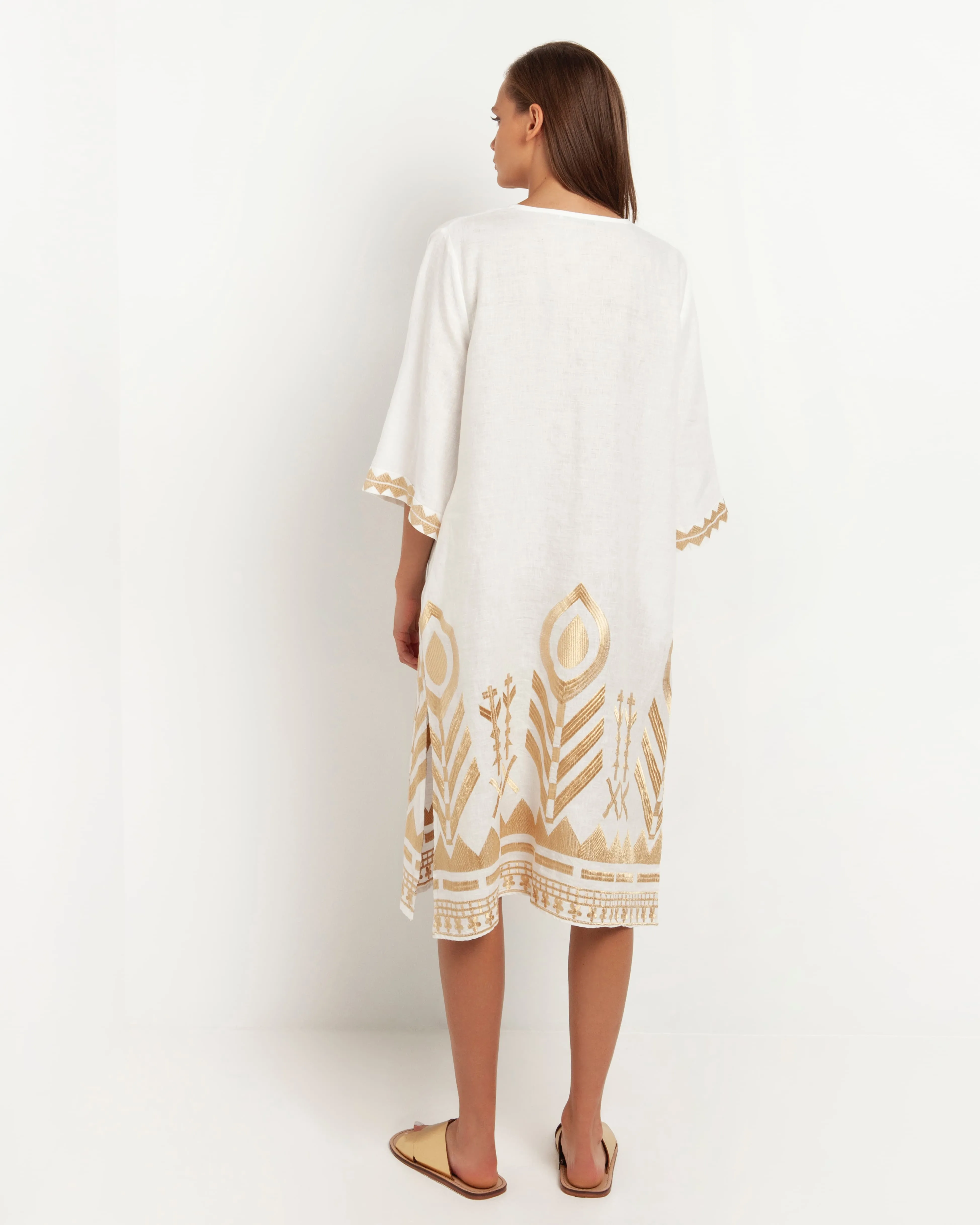 Kori Tunic Linen Dress | White & Gold