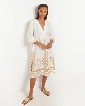 Kori Tunic Linen Dress | White & Gold