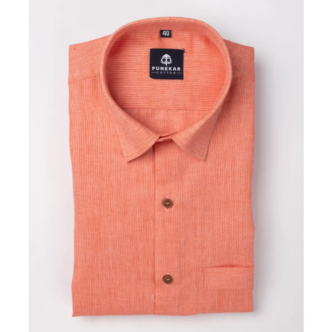 Light Orange Color Combed Cotton Shirts For Men