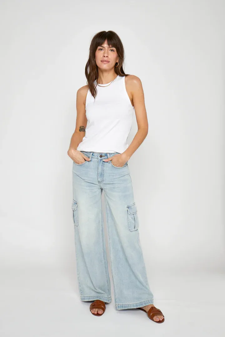 Madison Mid-Rise Cargo Jeans - Hotel California Wash