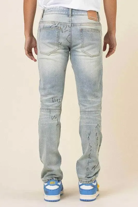 Men's Jeans Doodling Slim Fit