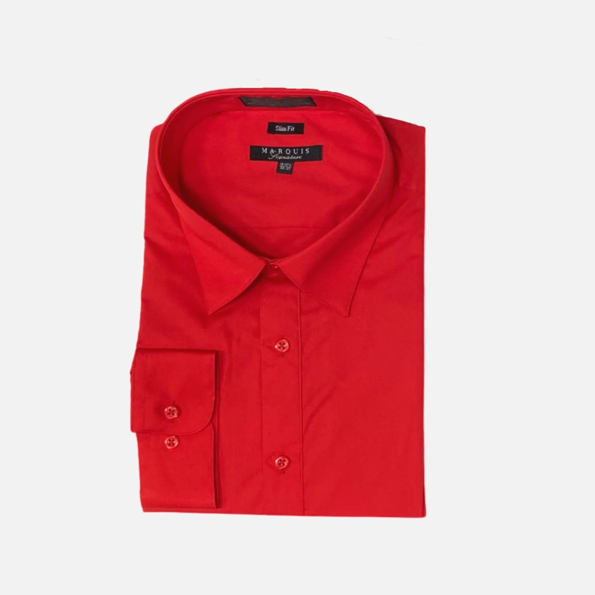 Men’s Slim Fit Red Dress Shirt | Plain Cuff | 60% Cotton 40% Polyester