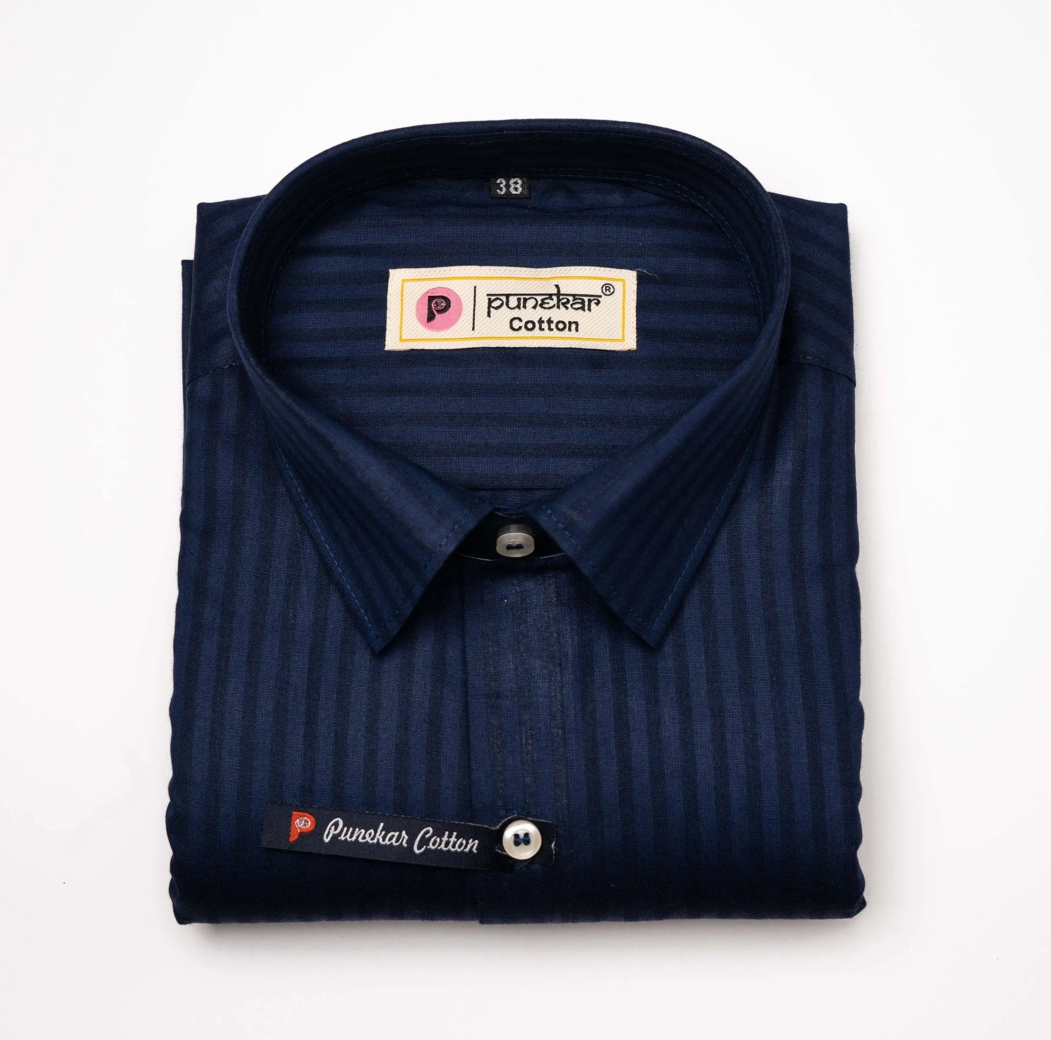 Navy Blue Color vertical Cotton stripe Shirt For Men