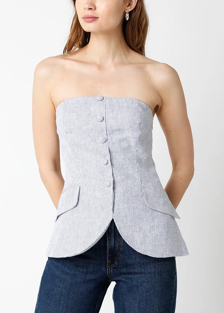 Noelle Linen Button Front Top