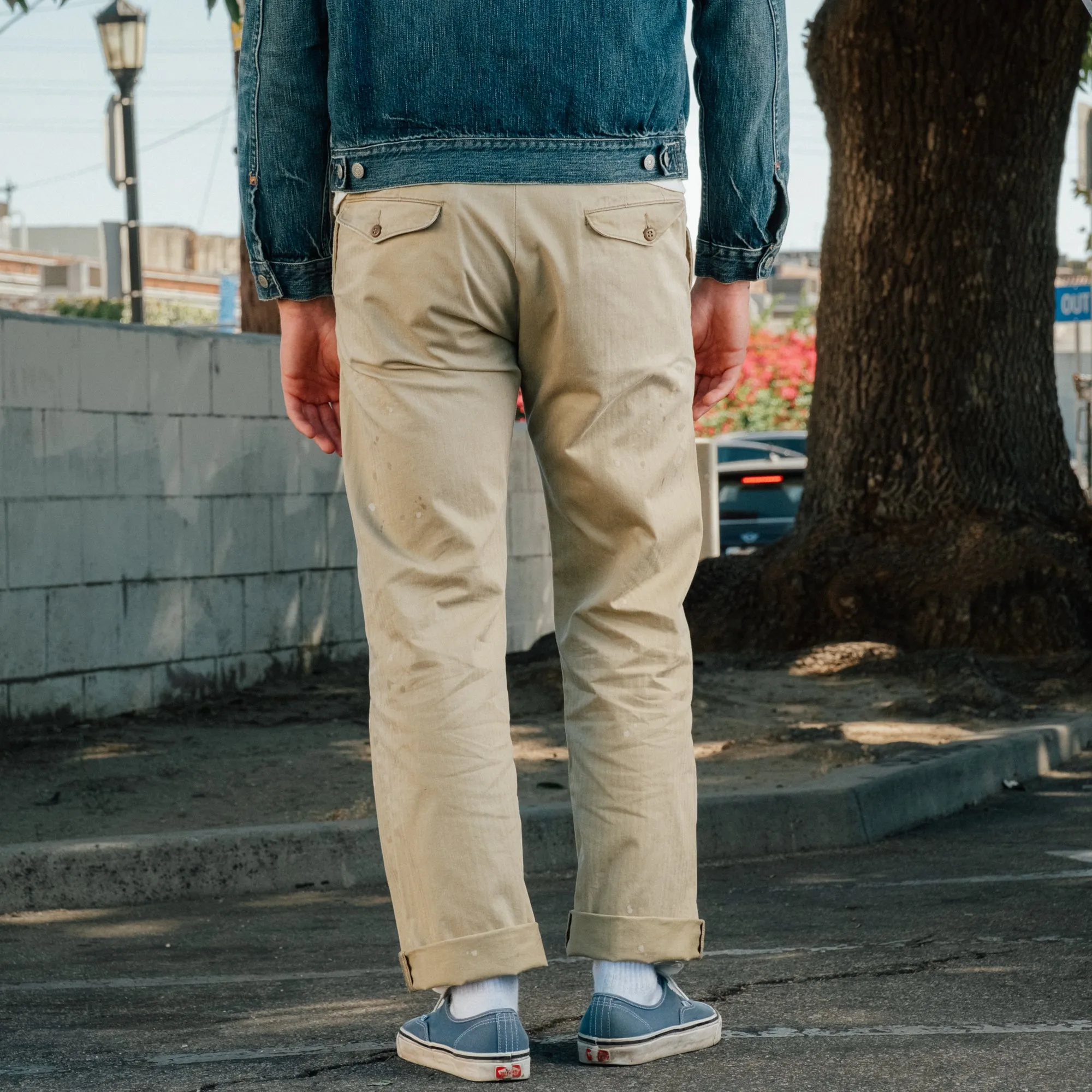 Officer Distressed Herringbone Pant Vintage Khaki FINAL SALE