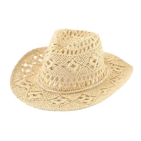 Open Weave Panama Cowboy Straw Hat