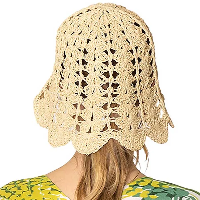 Open Weave Straw Bucket Hat