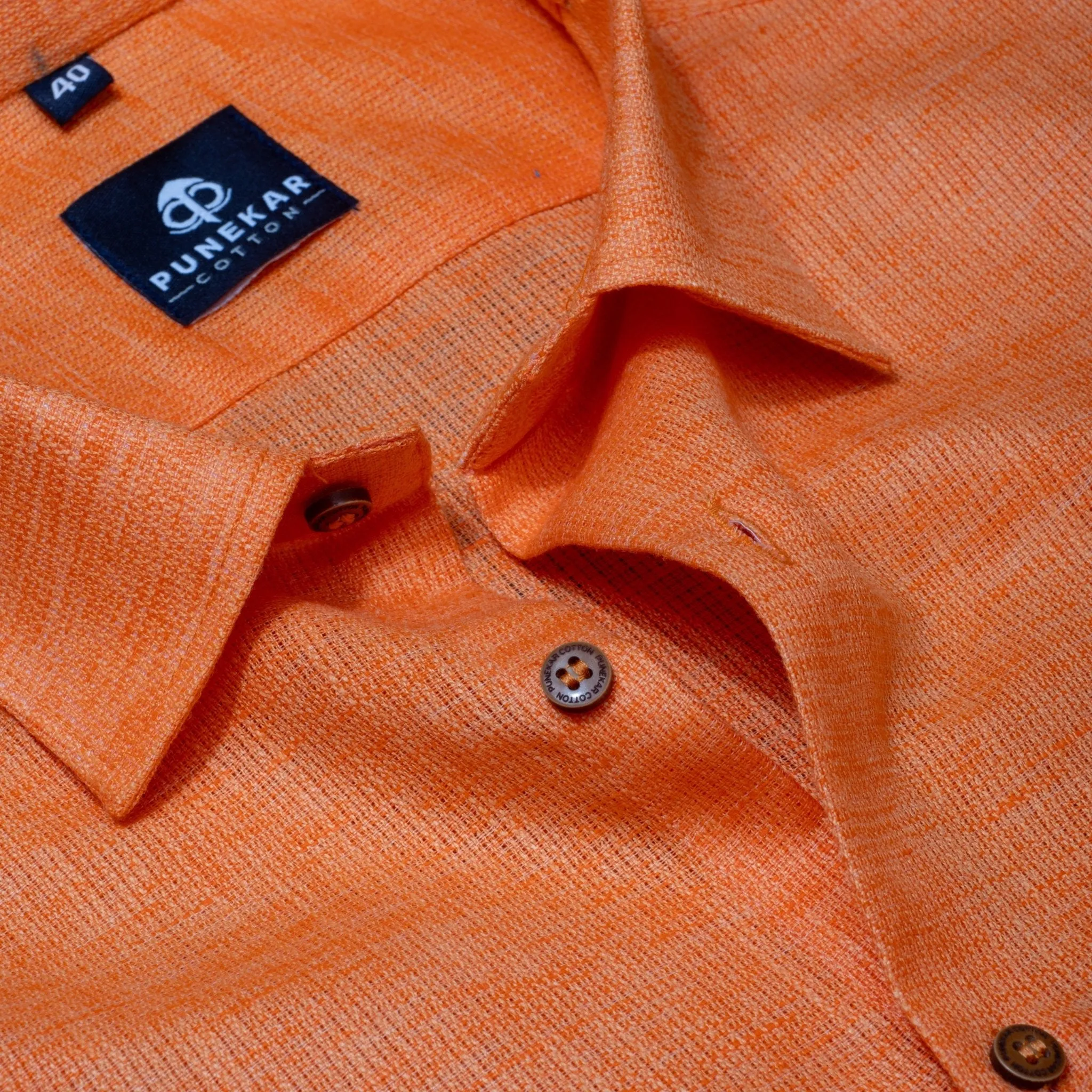 Orange Color Combed Cotton Shirts For Men