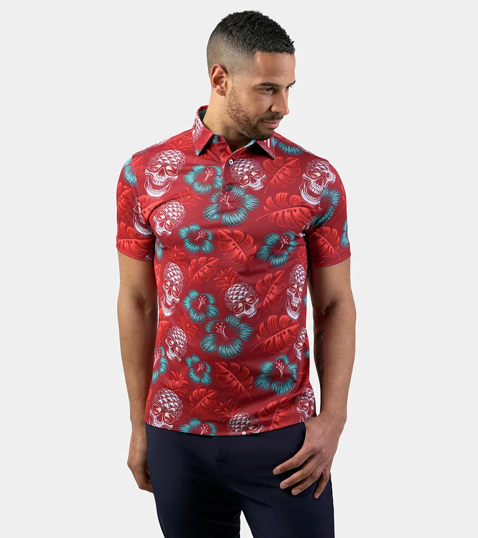 PINEAPPLE SKULLZ POLO - RED