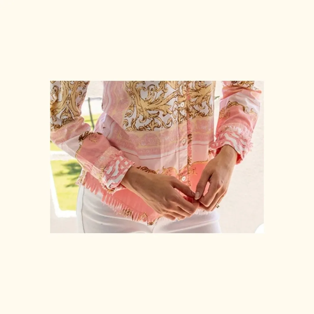 Pink Border Print Shirt