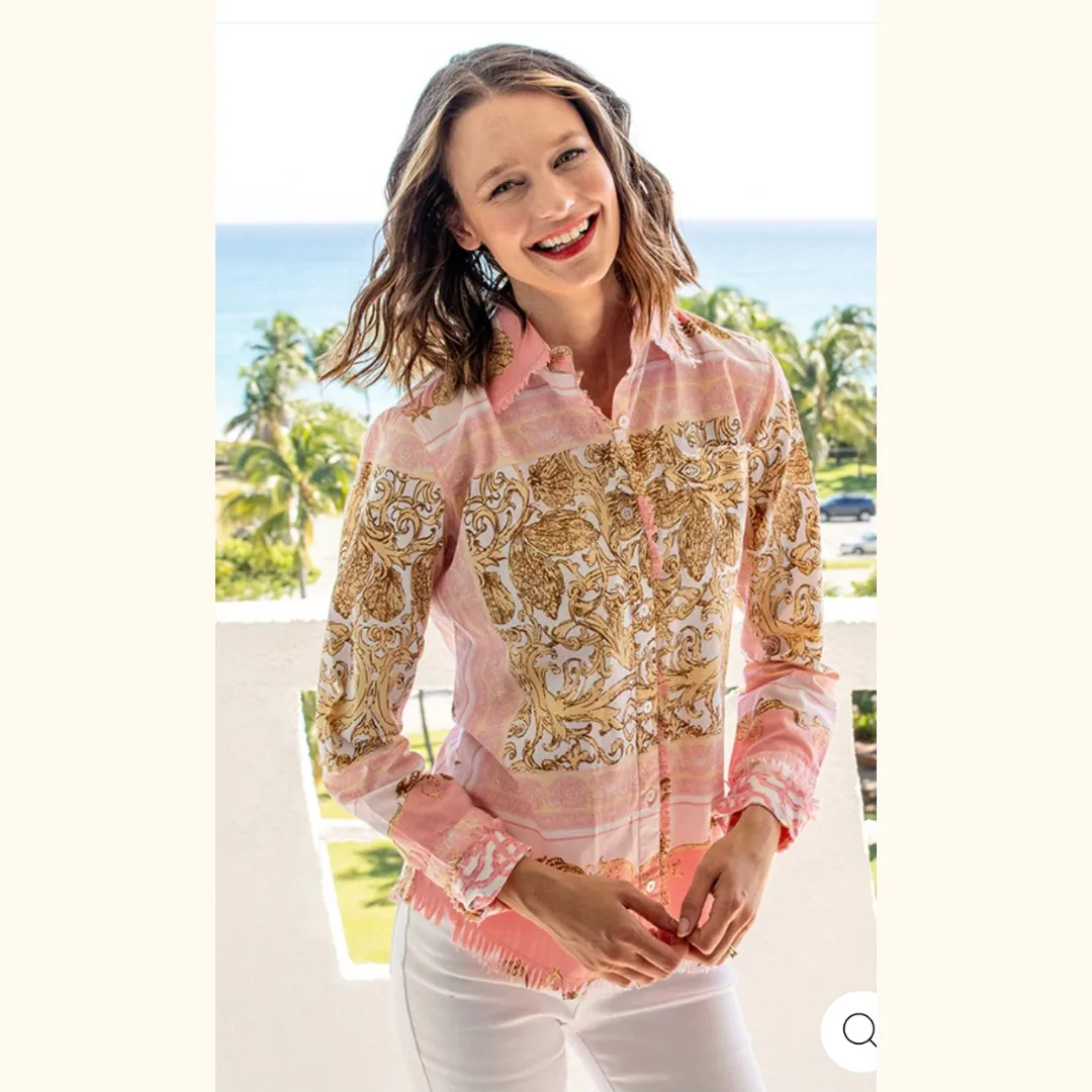 Pink Border Print Shirt