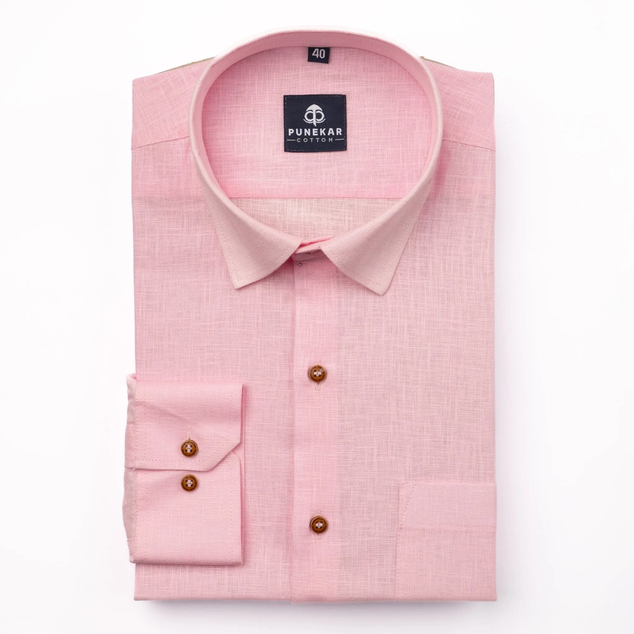 Pink Color Linen Formal Shirts For Men