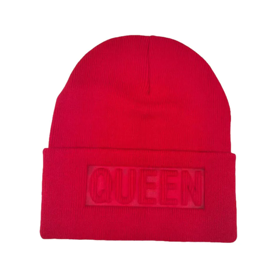 Queen Message Solid Knit Beanie Hat