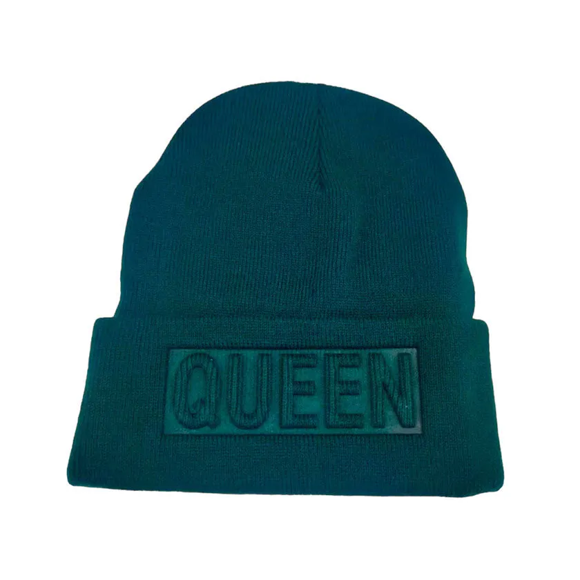 Queen Message Solid Knit Beanie Hat