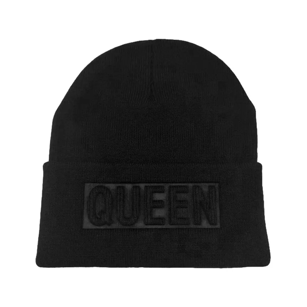 Queen Message Solid Knit Beanie Hat