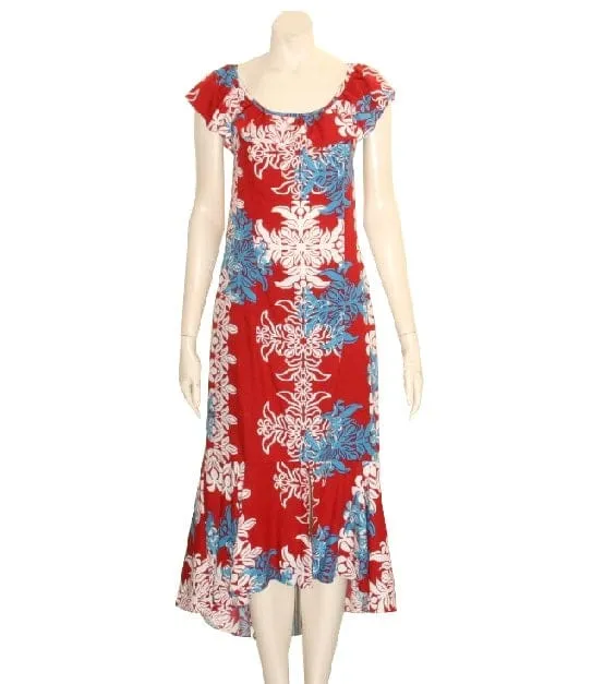 Quilt Panel Ruffle Neck Dress