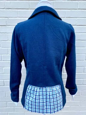 SALE S ONLY - Giddy Up Knit Jacket - Navy w Plaid  **FINAL SALE**