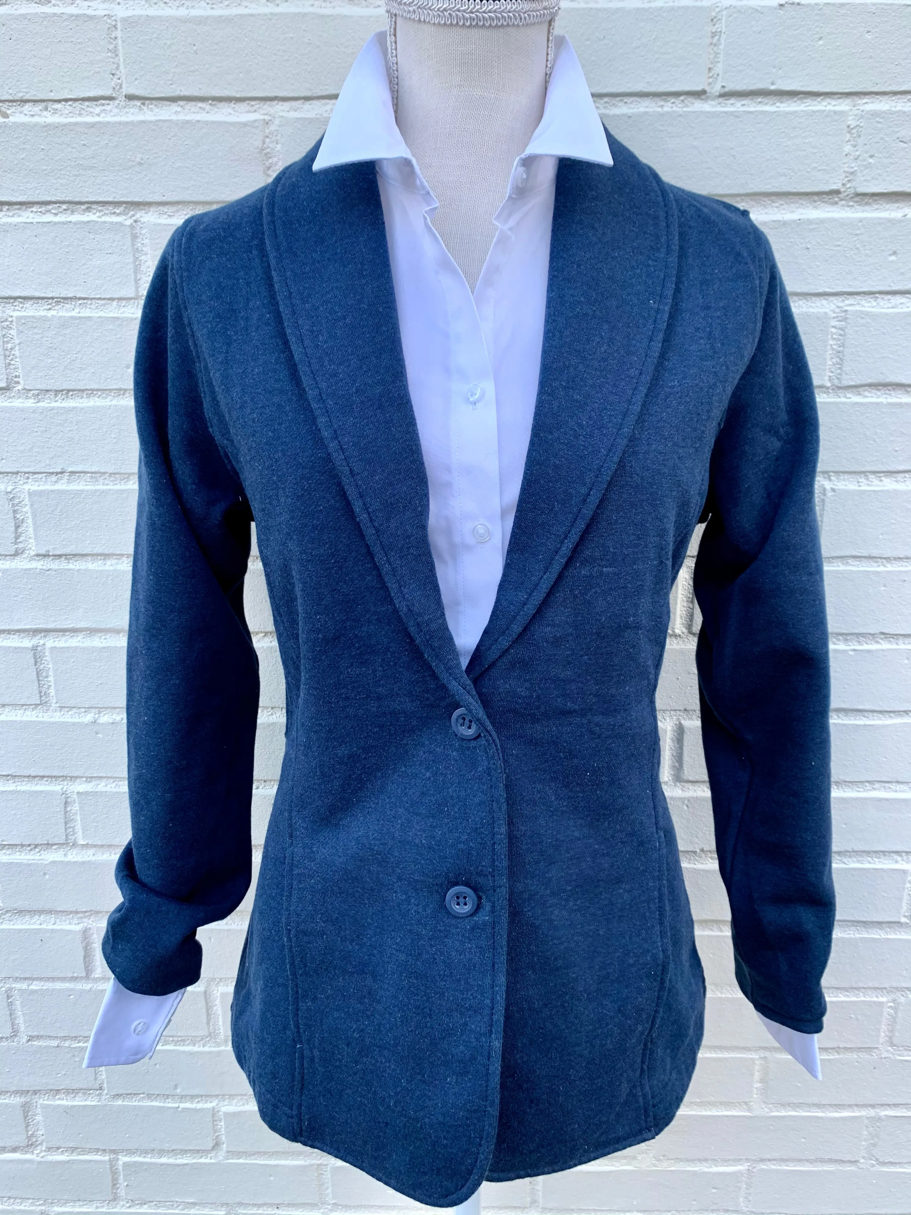 SALE S ONLY - Giddy Up Knit Jacket - Navy w Plaid  **FINAL SALE**