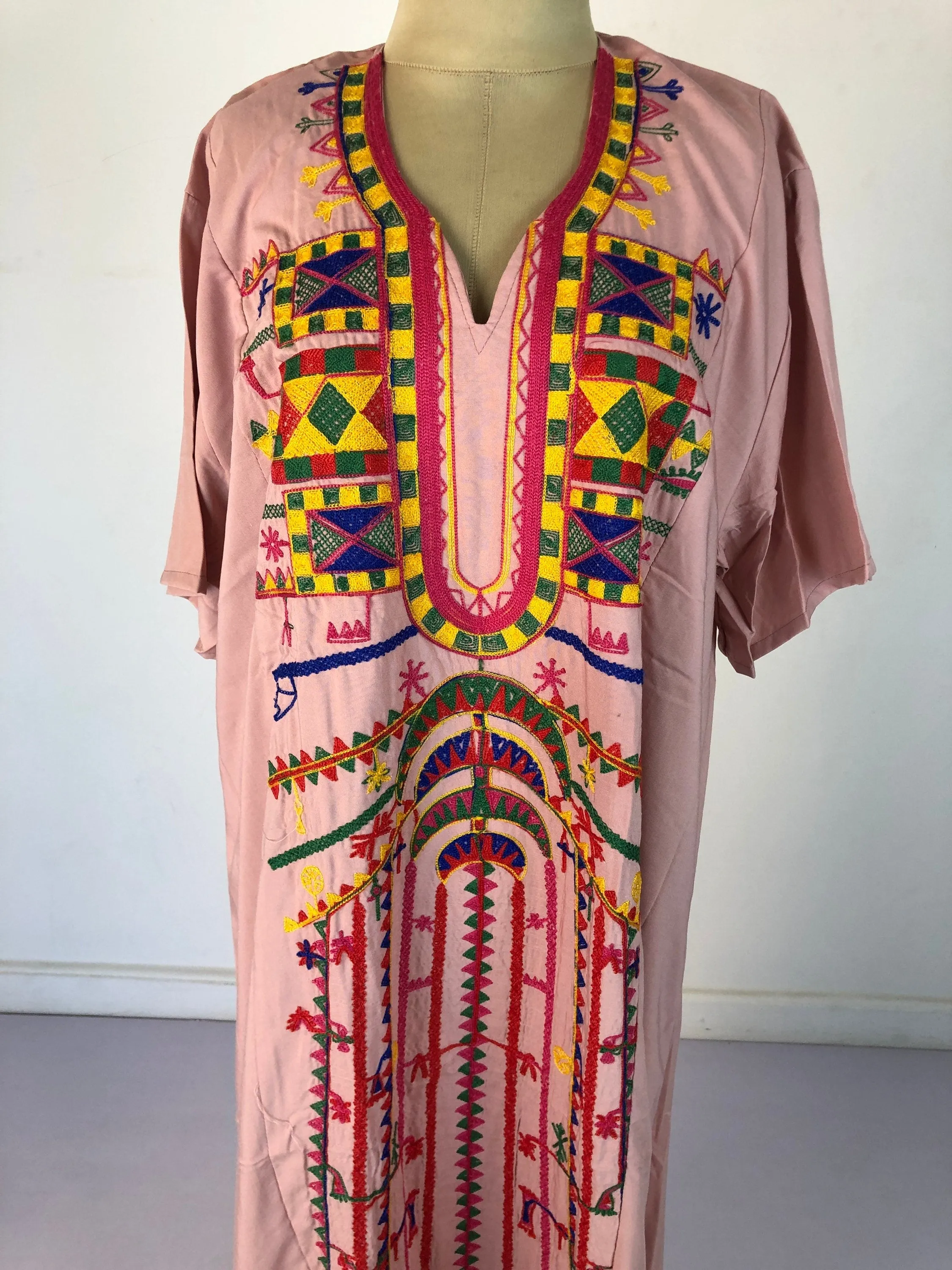 Siwa Multicolor embroidered Kaftan dress, Cotton Kaftan, caftans for women, Summer Kaftan, Embroidered kaftan, caftans, Egyptian