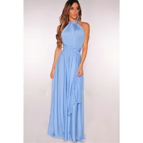 Sleeveless Boho Maxi Dress Top - Light Blue