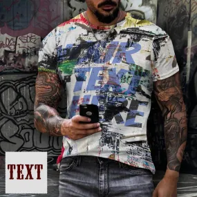 Slim Fit Cotton T-Shirt-Custom Text Colorful Pure Cotton Slim Fit T-Shirt Personalized Men's All Over Print Short Sleeve T-Shirt