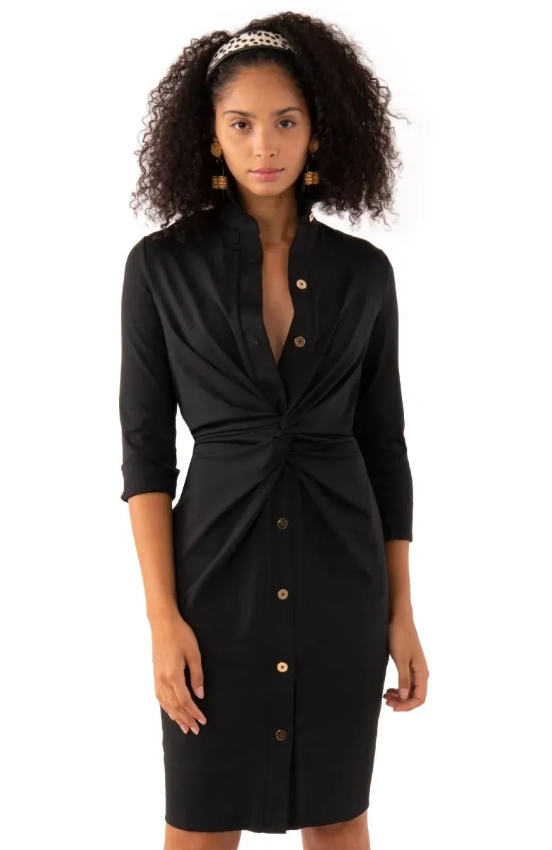 Twist & Shout Dress With Buttons - Black