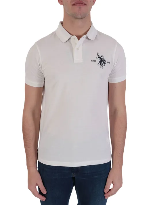 US Polo Assn Men's polo shirt short sleeve with contrasting back neck Kory 41029 65084 100 white