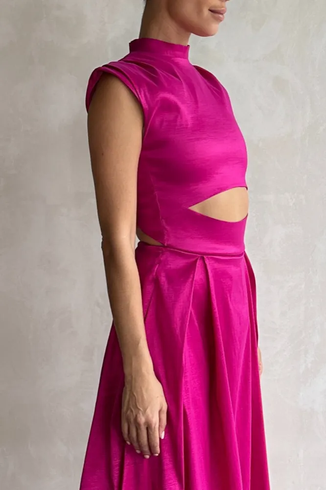 Vestido Rosa Crepe