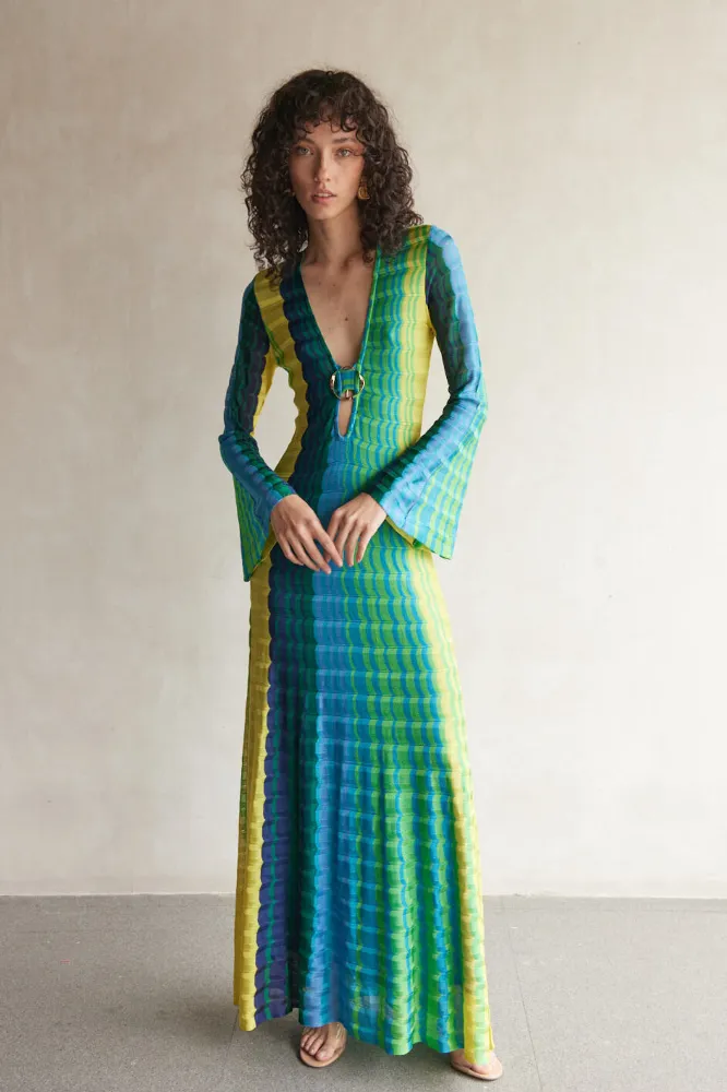 Vibrant Bohemian Vibe Dress - Flowing Maxi Dress with Eye-Catching Prints and Adjustable Straps