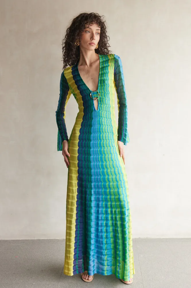 Vibrant Bohemian Vibe Dress - Flowing Maxi Dress with Eye-Catching Prints and Adjustable Straps