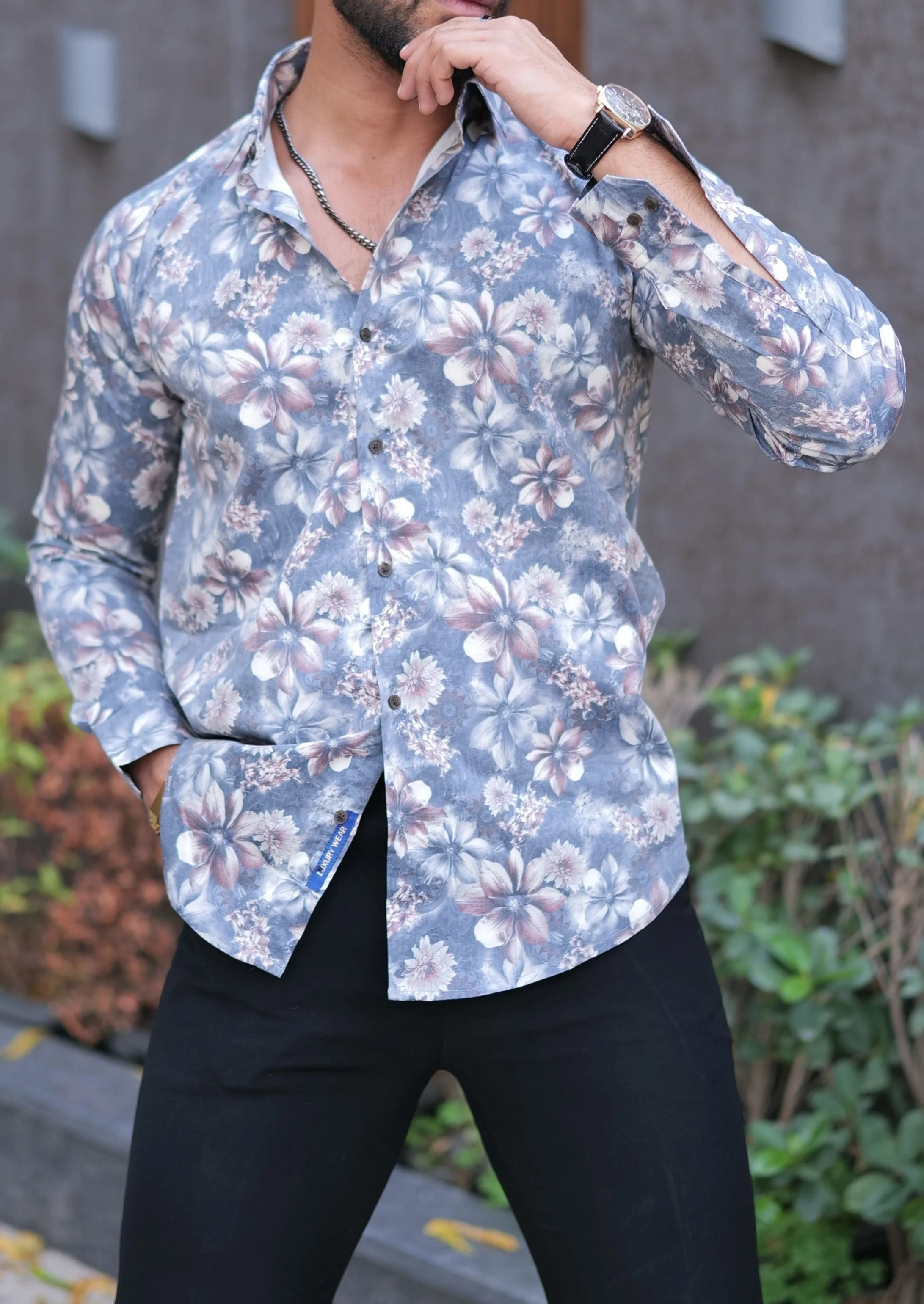 VOZIA Clore Floral Printed Button-Up Men's Shirt