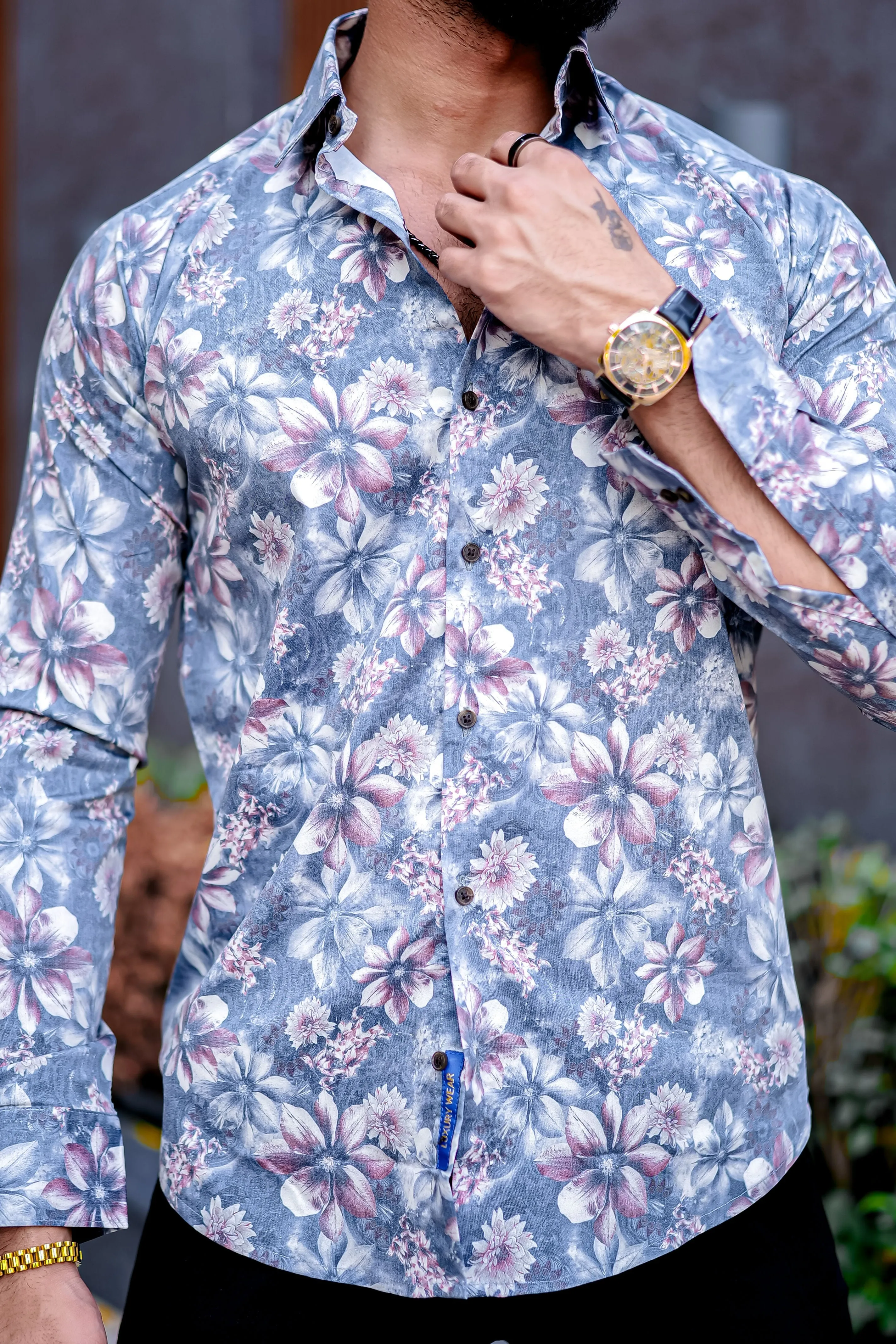 VOZIA Clore Floral Printed Button-Up Men's Shirt