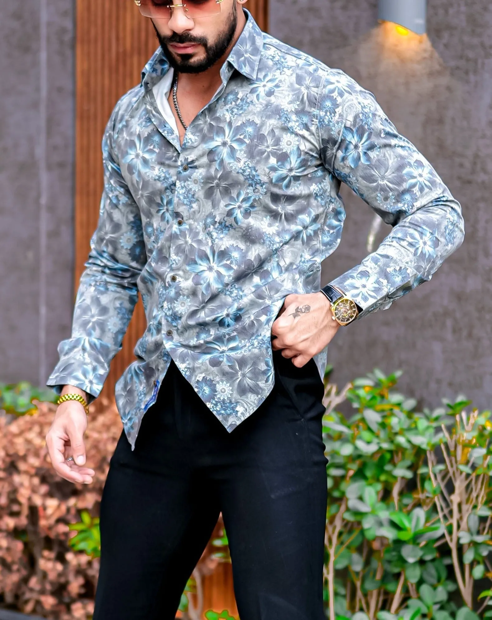 VOZIA Evoke Floral Printed Button-Up Men's Shirt