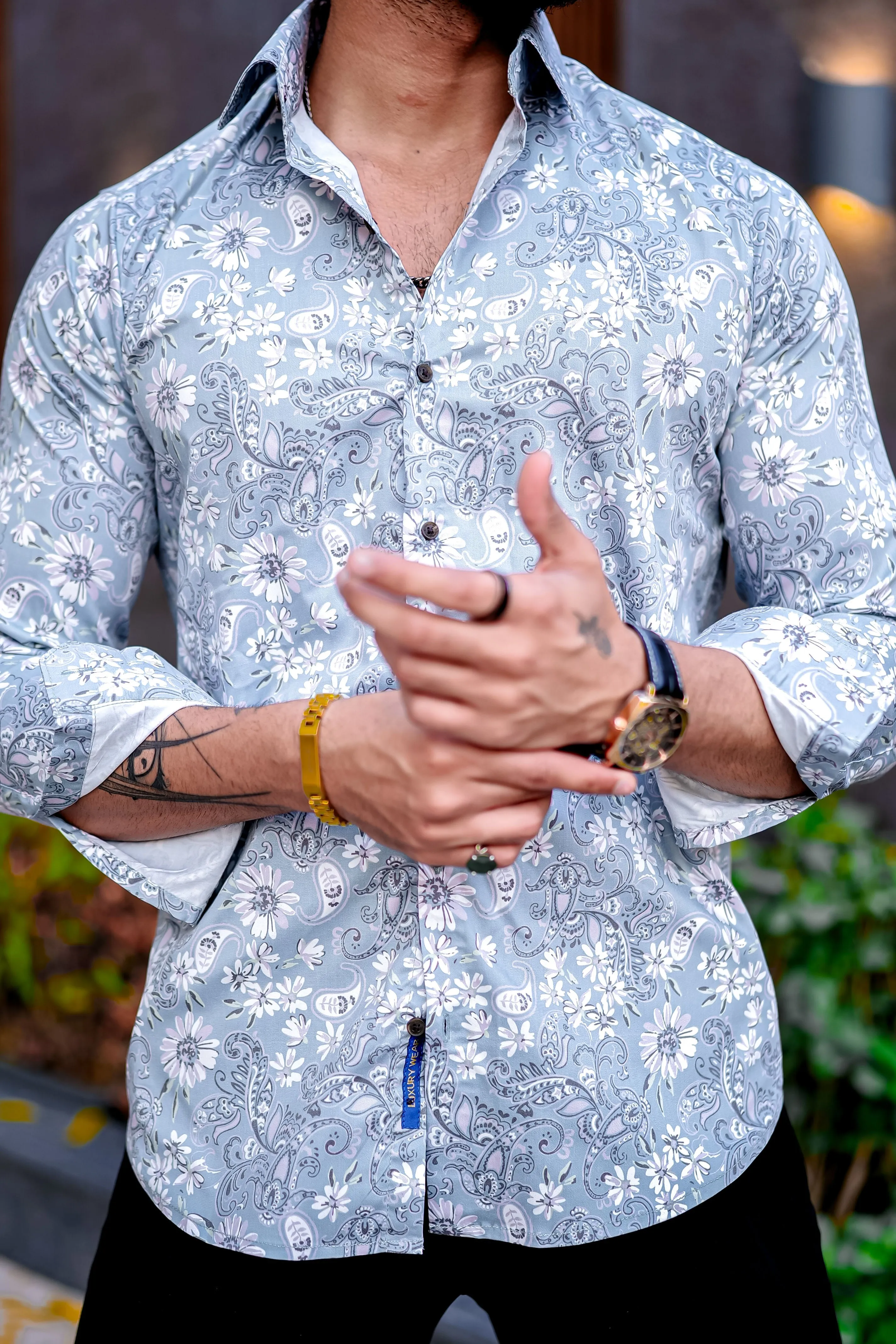 VOZIA Lumos Floral Printed Button-Up Men's Shirt