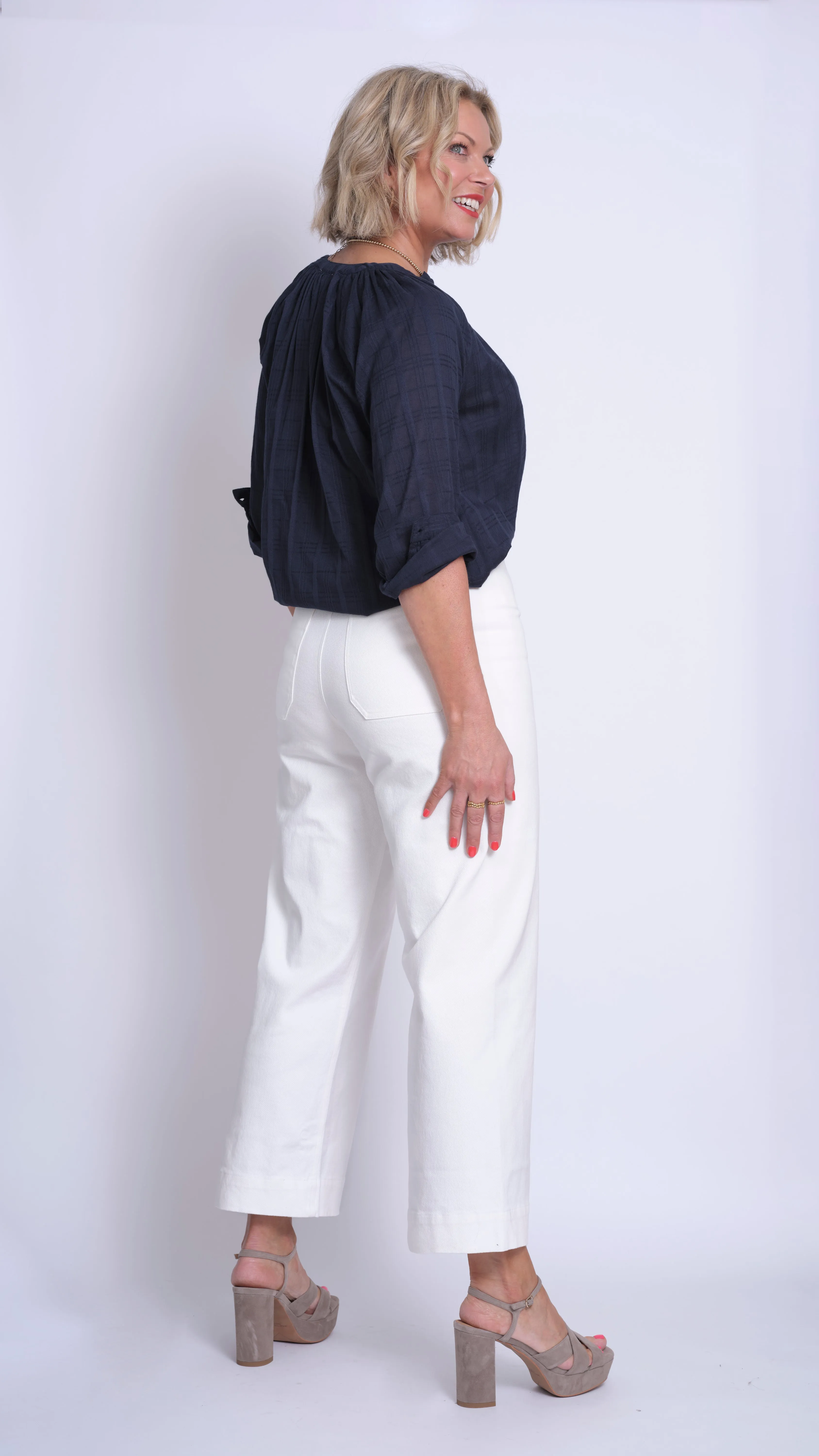 White Sailor Stretch Cotton Twill Pant