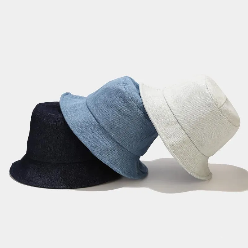 Women Men Pure Color Denim Outdoor Sun Protection Hat