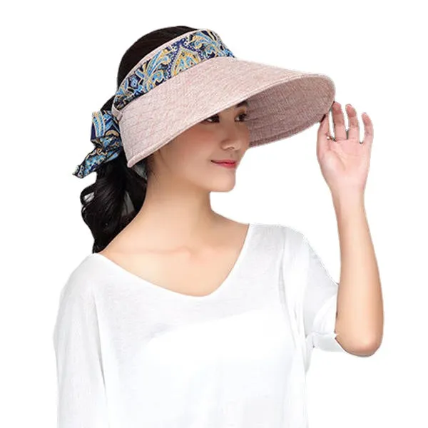 Women Summer Wide Brim Sun Bucket Hat Foldable Anti-UV Gardening Visor Cap