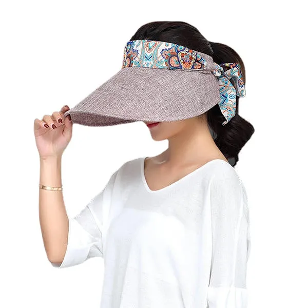 Women Summer Wide Brim Sun Bucket Hat Foldable Anti-UV Gardening Visor Cap