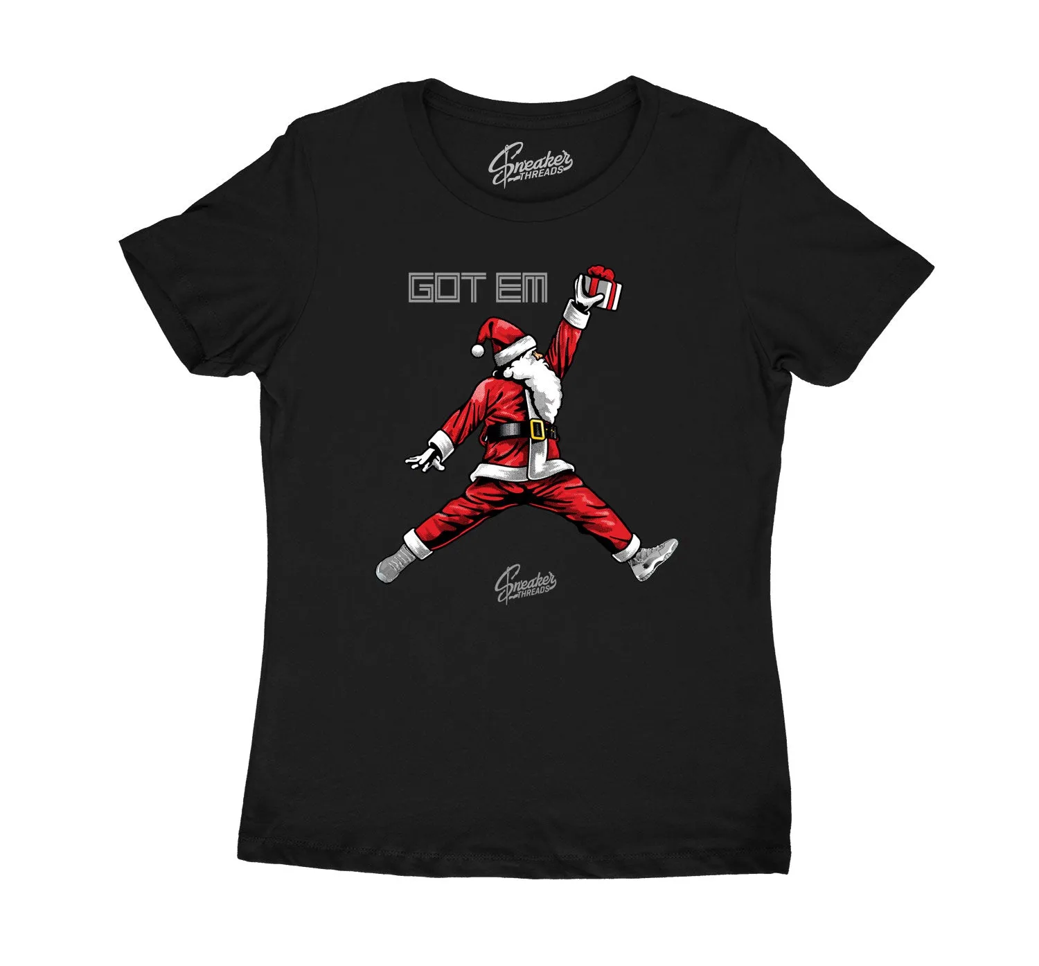 Womens Cool Grey 11 Shirt - Air Santa - Black