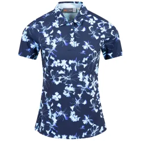 Womens Enya Printed Polo Icy Blue/Atlanta Blue - SS24