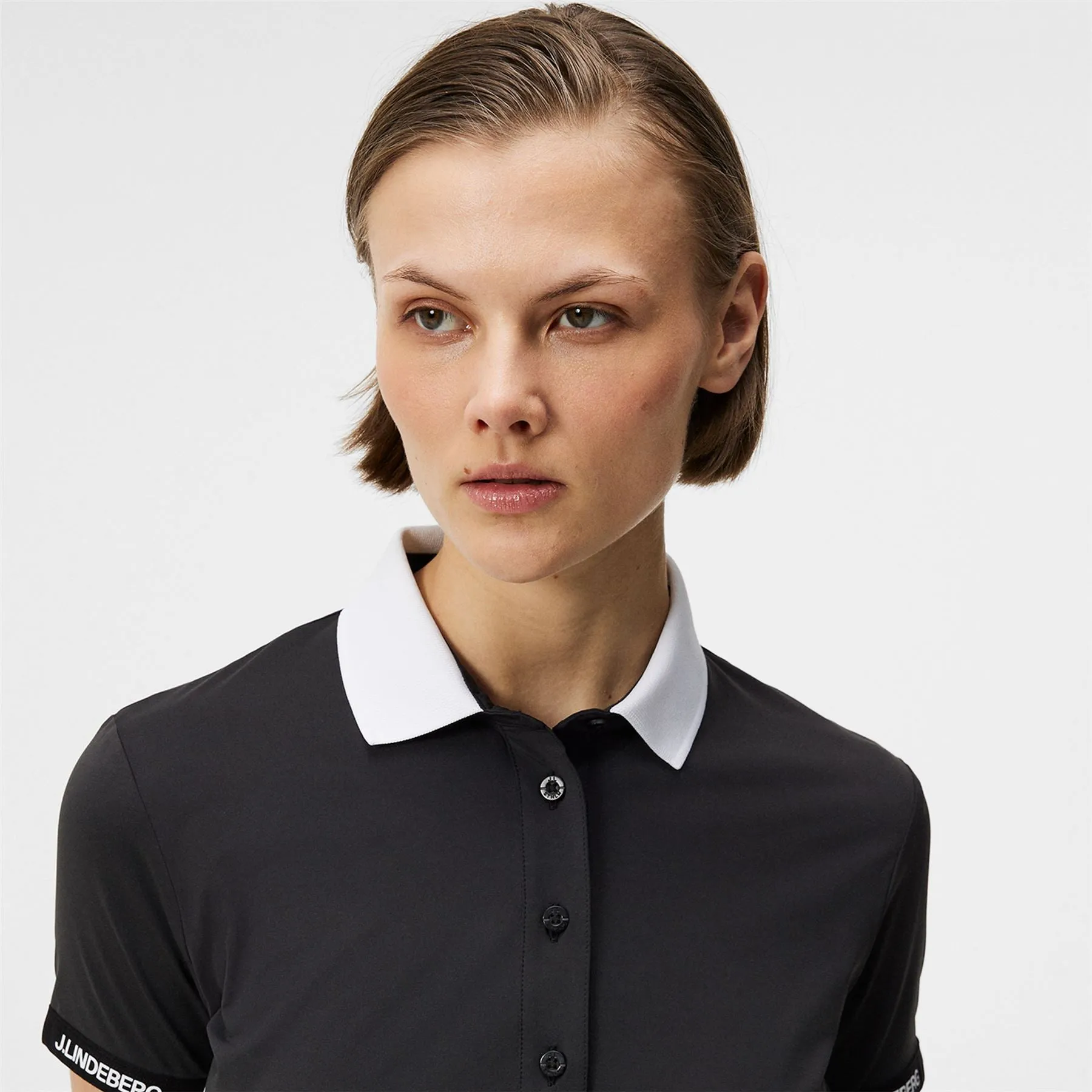 Womens Makena Nylon Stretch Polo Black - SS24