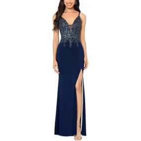 Xscape Womens Beaded Long Evening Dress