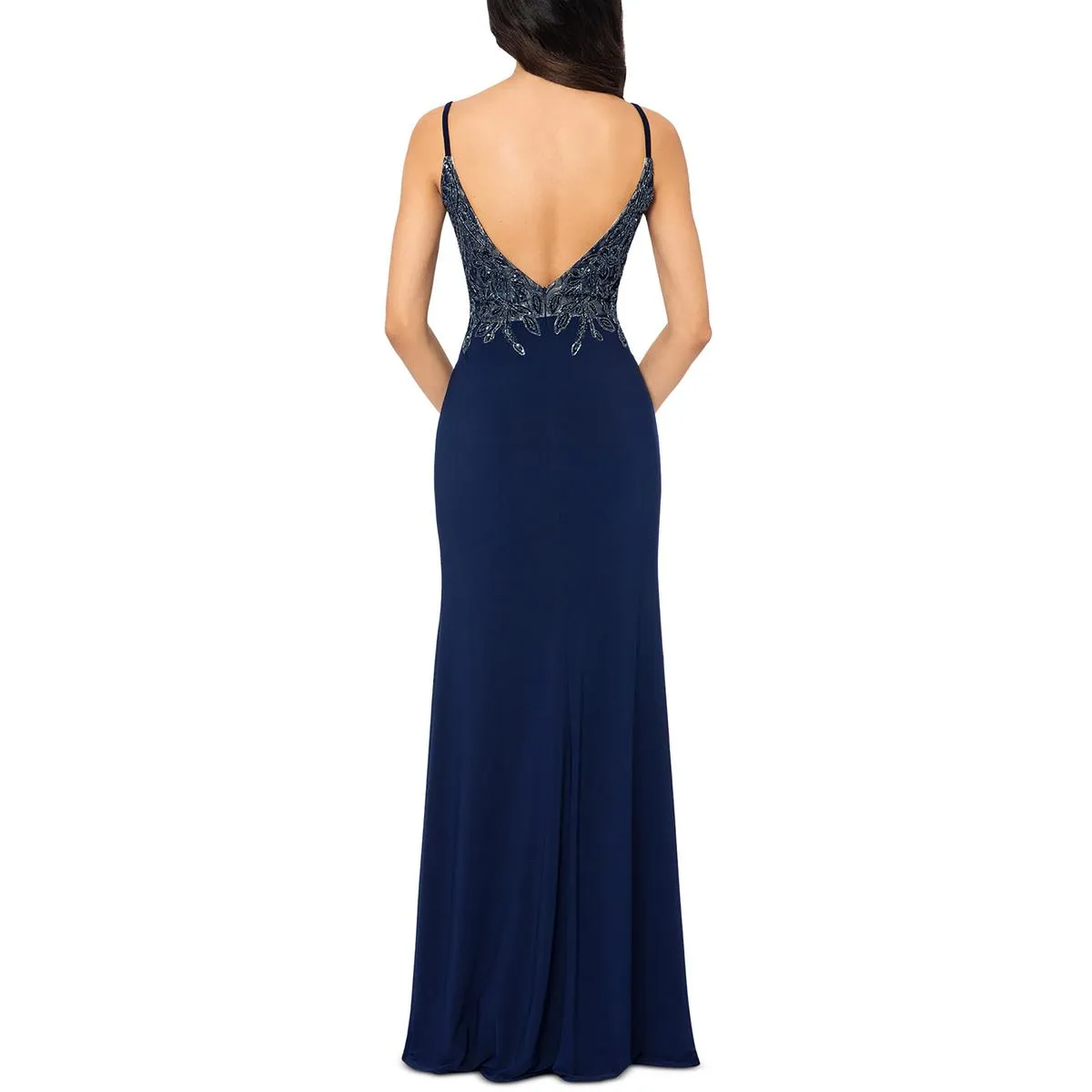 Xscape Womens Beaded Long Evening Dress